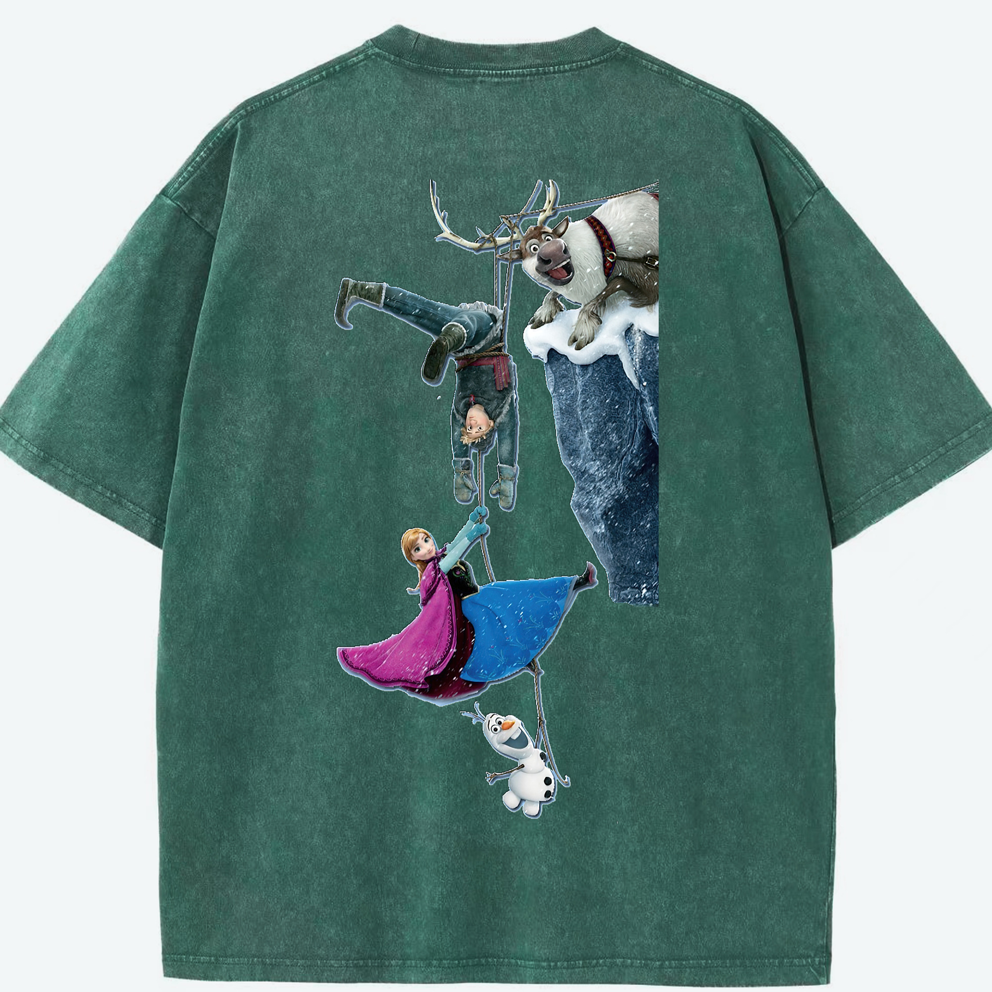（画像用） アナと雪の女王 アンナ エルサ Frozen Anna Elsa 綿100% ヴィンテージ風 半袖Tシャツ（背面プリント）